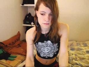 Pretty punky princess pets her prodigious pecker and cums hard