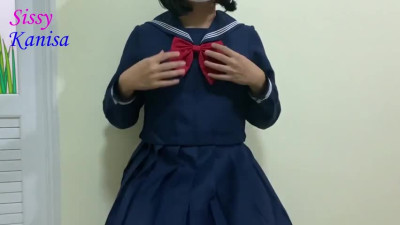 SisK on Sailor Uniform Wearing ass Plug CrossdresserKan