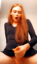 Gorgeous ginger t-girl cumshot