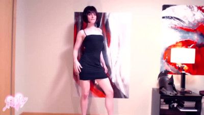 Sexy TS Lucia Maya in mini dress and heels