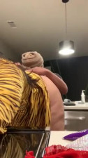 TS BBW plays with a midget
