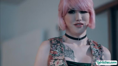 Pink haired TS analed by stepbrother