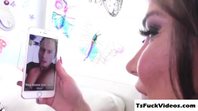 Cute Brunette TGirl Laela Knight handles