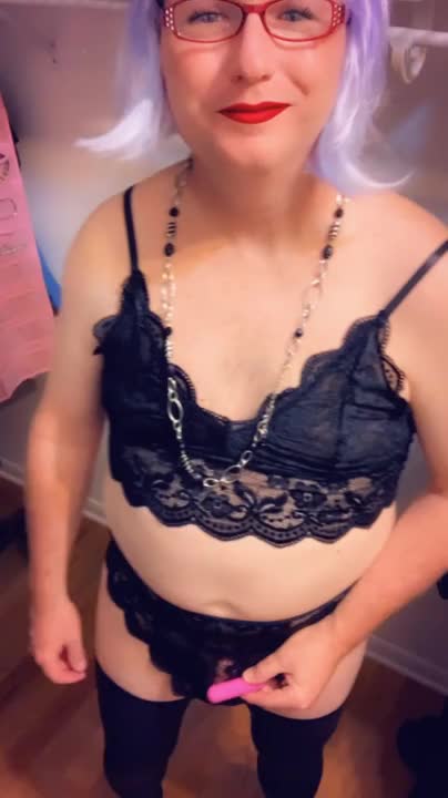 Watch Pantyluvn sissy playing in black lace lingerie Shemale Porn Videos | TranSexBig.