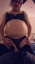 Pantyluvn sissy reverse chubby cowgurl with dildo