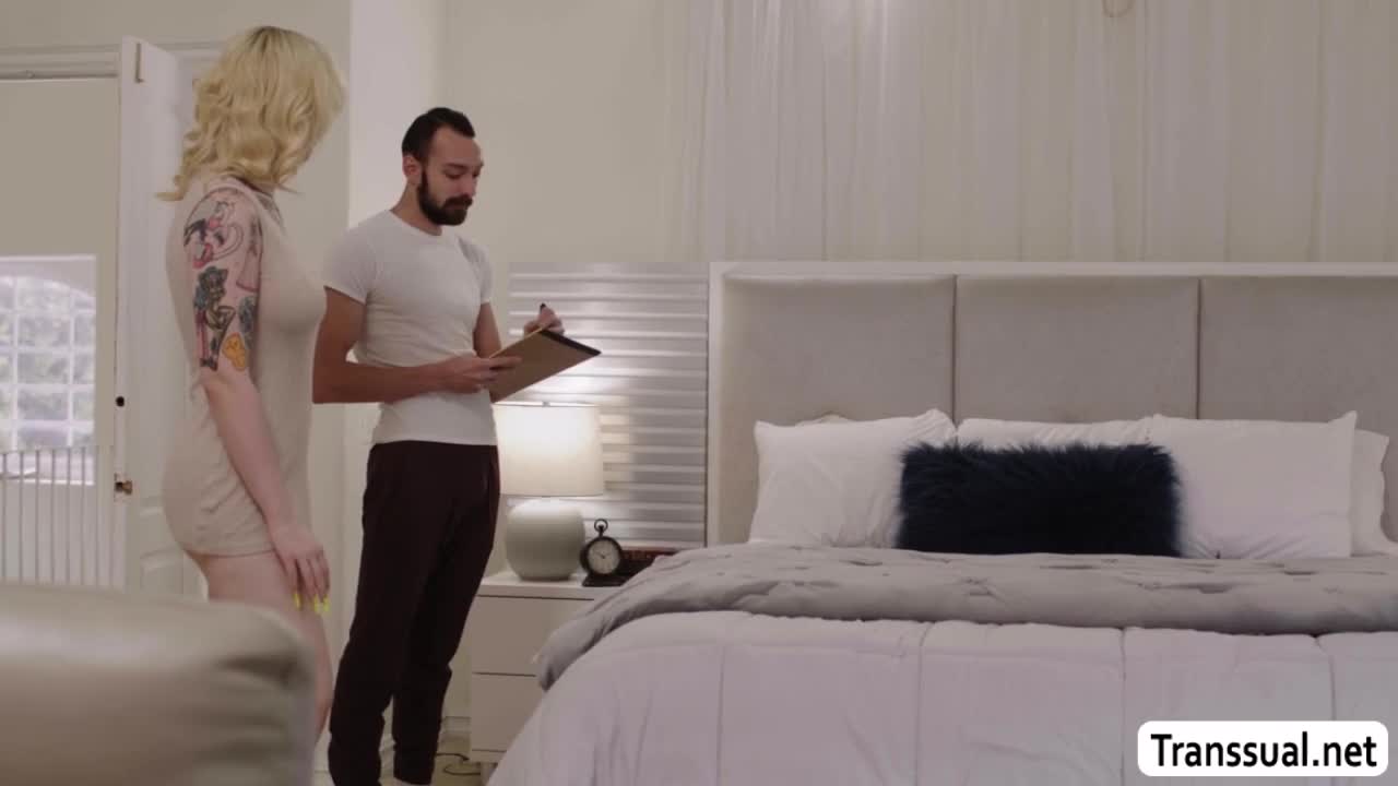 Watch Big tits Trans Woman Gracie Jane licks and fucks bed seller Shemale Porn Videos | TranSexBig.