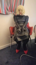 Quick wank in pvc dress