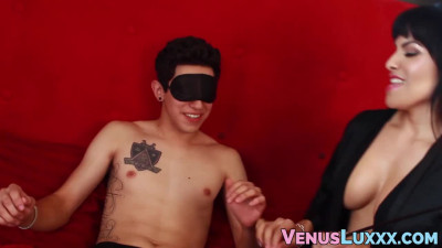 Juicy tits Asian tranny Venus Lux gets sticky facial in 3way