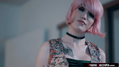 Busty shemale stepsis Lena Moon facefucked and anal reamed