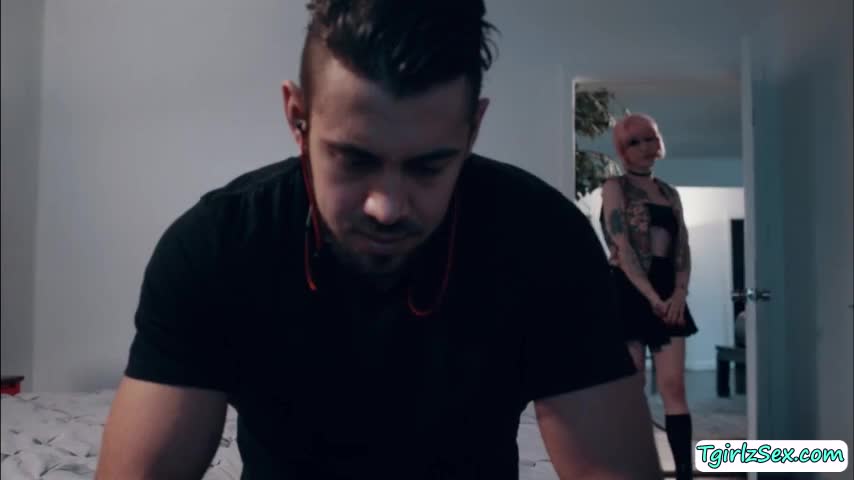 Watch Lucky dude gets to fucked her hot pale TS stepsister Lenas asshole Shemale Porn Videos | TranSexBig.