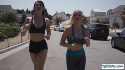 Horny shemale fucks her friends while stuck