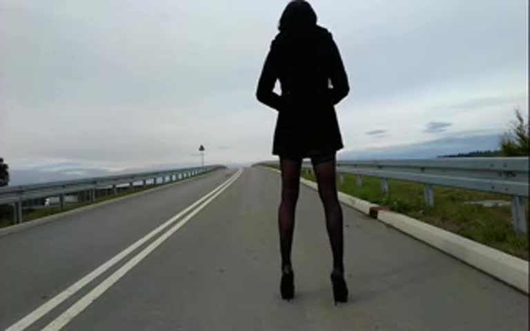 Watch Outdoor CD on public street lingerie heels Shemale Porn Videos | TranSexBig.