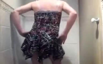 CD in a ranchy mini dress and thong
