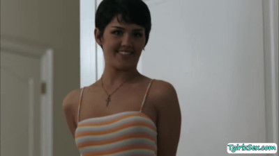 Busty Tbabe caught stepdad jerking off