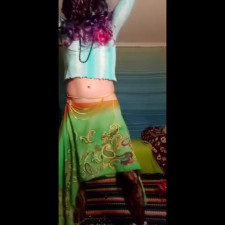 Green see thru skirt cum