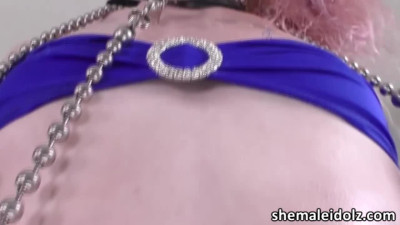 Tattooed and Pale shemale Echo Screams gets analed from behind