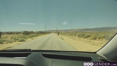 Crazy shemale Khloe Kay fucked so hard in the car by a perverted stranger