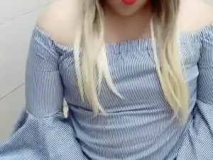 Trans Sissy Rachelle blonde cums for me on my request