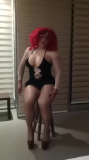 Sexy sissy crossdresser in highheels girl facemask