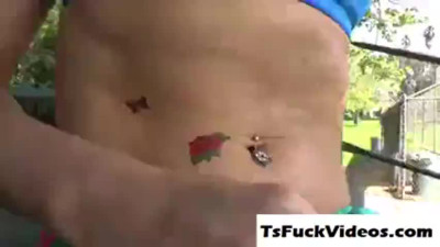 Transsexual riding a dick