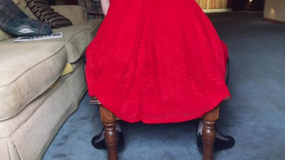 Hairy Crossdresser Slut Solo Play with Dildo