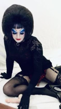 Sissy slut in heavy makeup fucks her toys for her Master