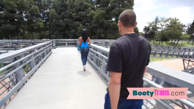 Big booty latina tgirl doggystyled after riding