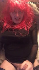 redhead cums on black dress
