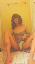 Femboy Tess - pre-shower ride & cum