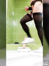 Crossdressing sissy faggot takes monster dildo deep