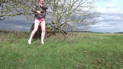 crossdresser ts sissy in the countryside dildoing her a