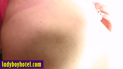 Round ass Asian shemale riding big hard cock and enjoyed bareback anal sex