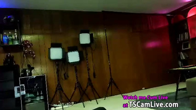 Big Cock TGirl Anal Pounded by Sex Machine on Webcam Part 2