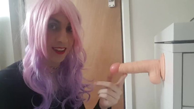 Gagging on a dildo