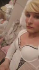 Sexy self face cum eating trans slut in white sexy lingerie