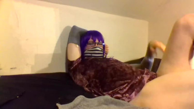 Raven LeTrap cums with her big blue dildo