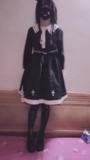 Crossdresser Goth Dress with Collar Masturbate xixiyaxi