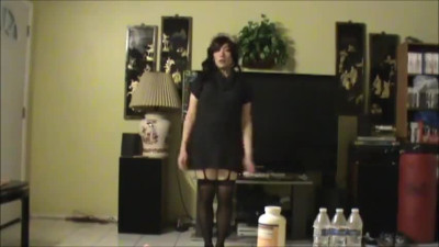 Asian sissy CD in silver fox fur