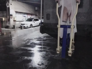 Chinese Crossdresser Swimsuit White Stockings Public Ca