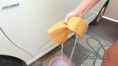 Tanlined tranny nailed by black cock