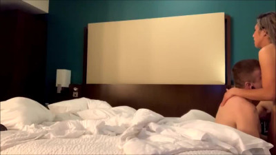 Trans blond enjoys a blowjob and handjob by her bf