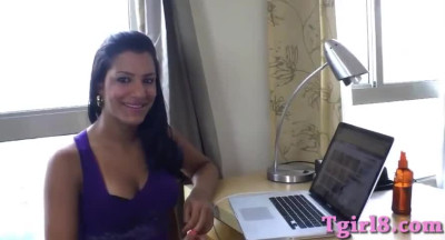 attractive feminine shemale and huge breasts jack her h