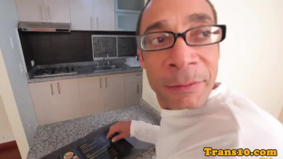 Transsexual frenchmaid sucking and fucking