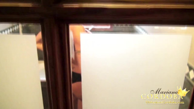 Mariana gets her cock sucked in the bathroom