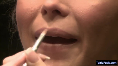 Stunning blonde tgirl Aubrey Kate savors and takes a dudes dick