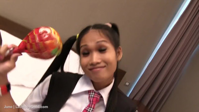 June 2 - creampie, Ladyboy Princess June, natural, school gurl