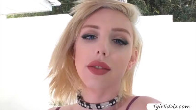 Sweet and pretty pale TS Annabelle loves masturbating and solo anal
