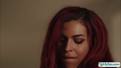 Gorgeous shemale and a black guy fuck each others ass so hard