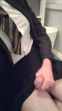 Trans Girl in school uniform masturbates