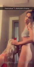 t-girl roughly fucks sissy's mouth and asshole